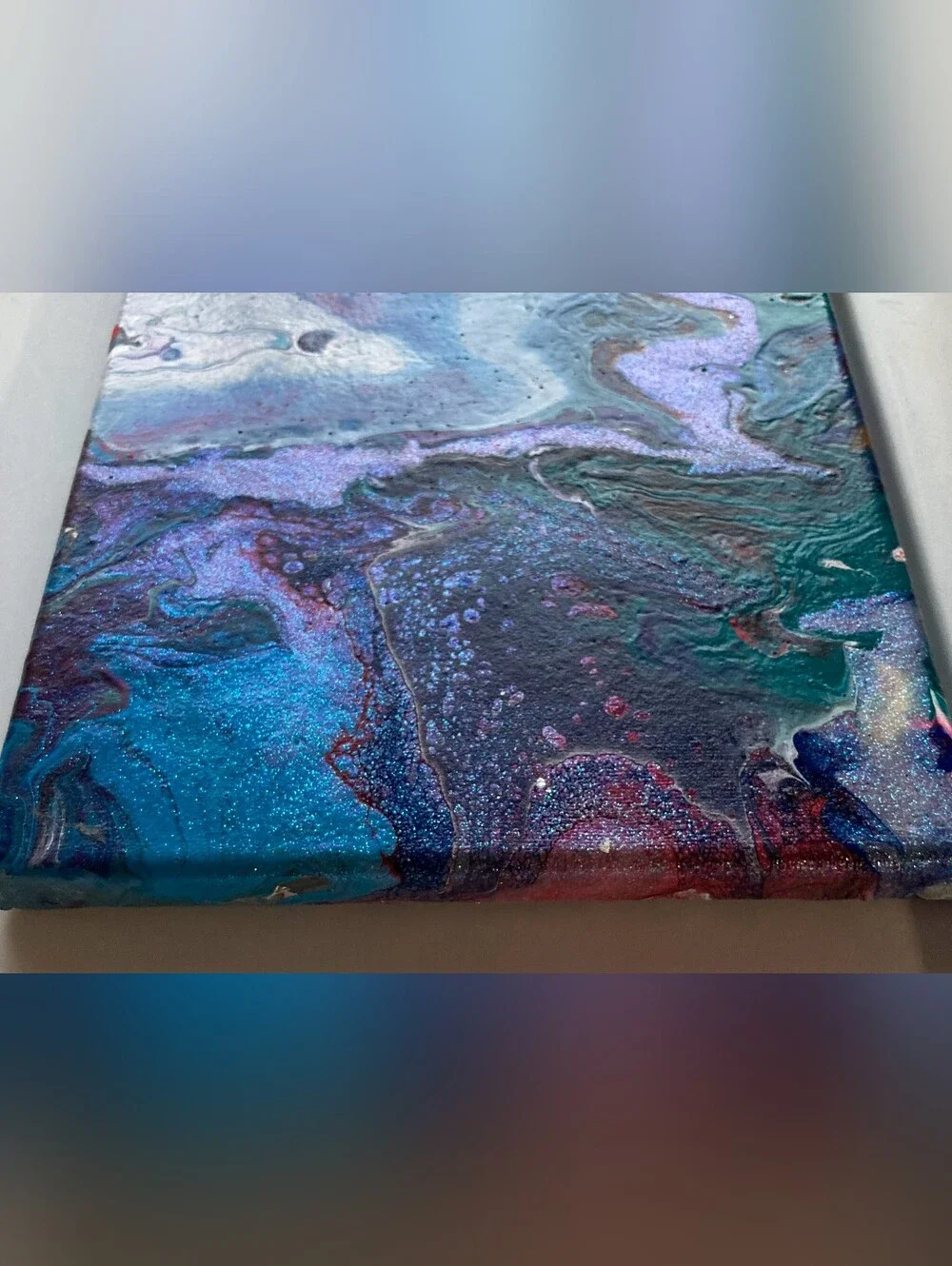Abstract Fluid Pour Painting Blue Purple Acrylic 8